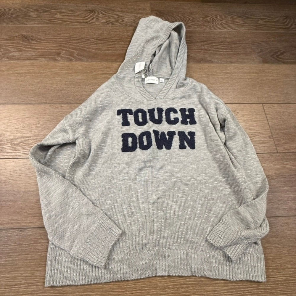 Mia & Tess Women's Hooded Touchdown Sweater Gray NWT M The Paper Store